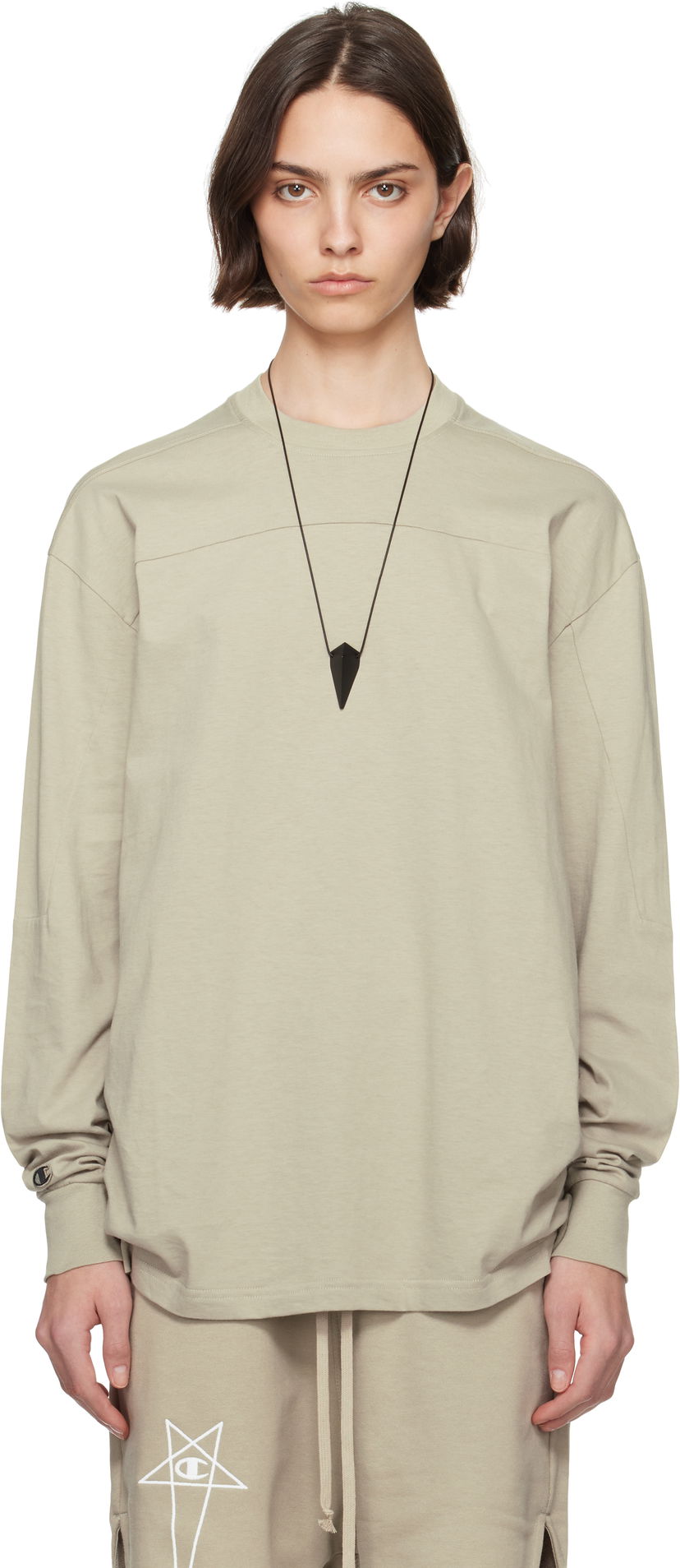 Футболка Rick Owens Rick Owens Champion Edition Girdered T-Shirt бежевий | CW01E1672 CHJG