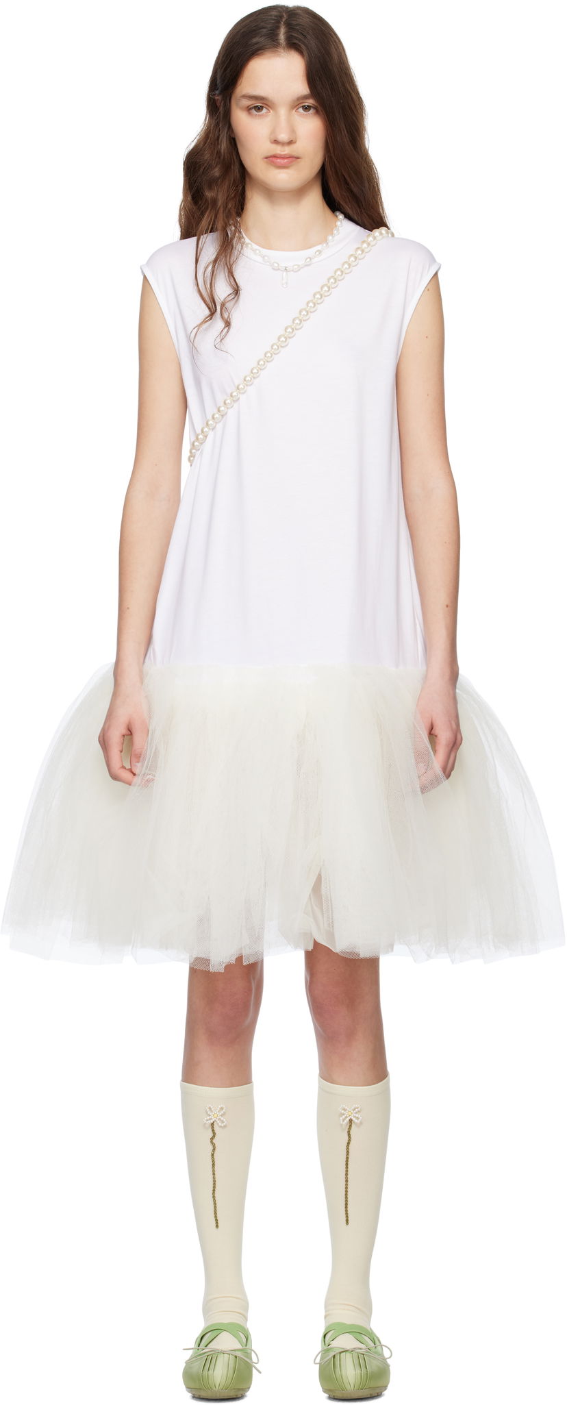 плаття Simone Rocha Simone Rocha Relaxed Ballet Tutu Midi Dress білий | 7396 0553