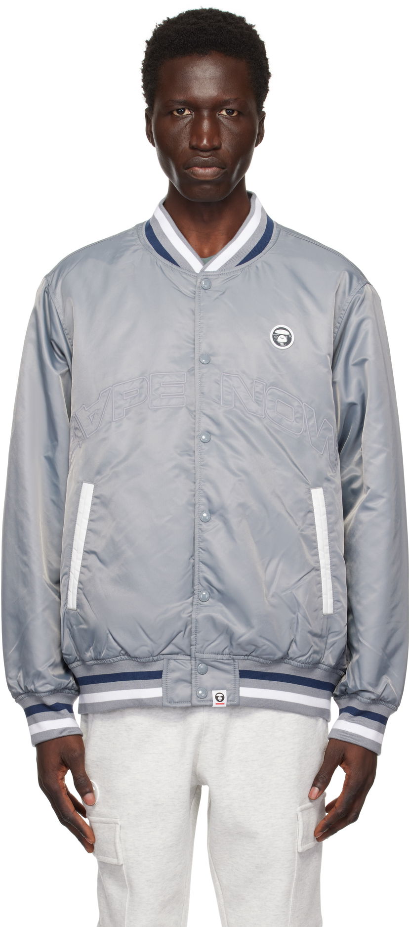 Куртка бомбер AAPE by A Bathing Ape AAPE by A Bathing Ape 'AAPE Now' Bomber Jacket Сірий | AAPJKM7656XXNGYL