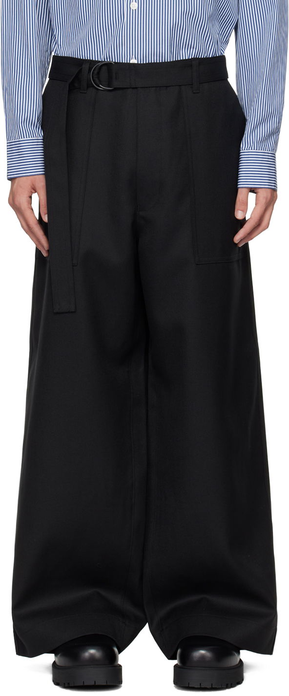 Штани Comme des Garçons Homme Black Wool Trousers чорний | HN-P005-051