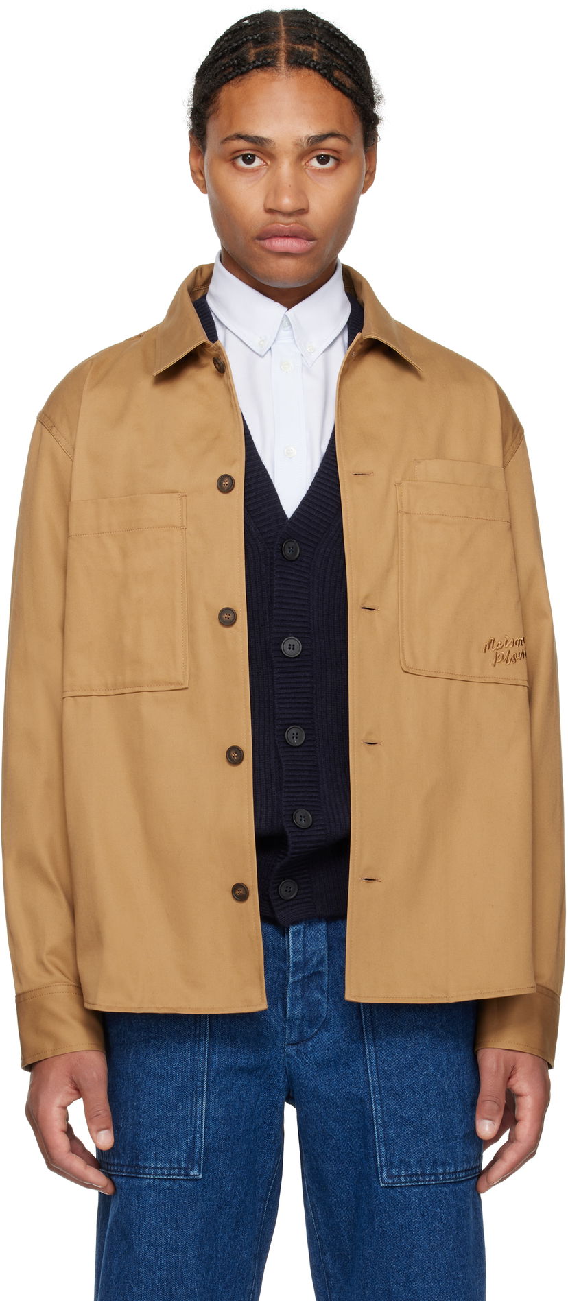 Сорочка MAISON KITSUNÉ Cotton Gabardine Overshirt Коричневий | MM00401WW0078