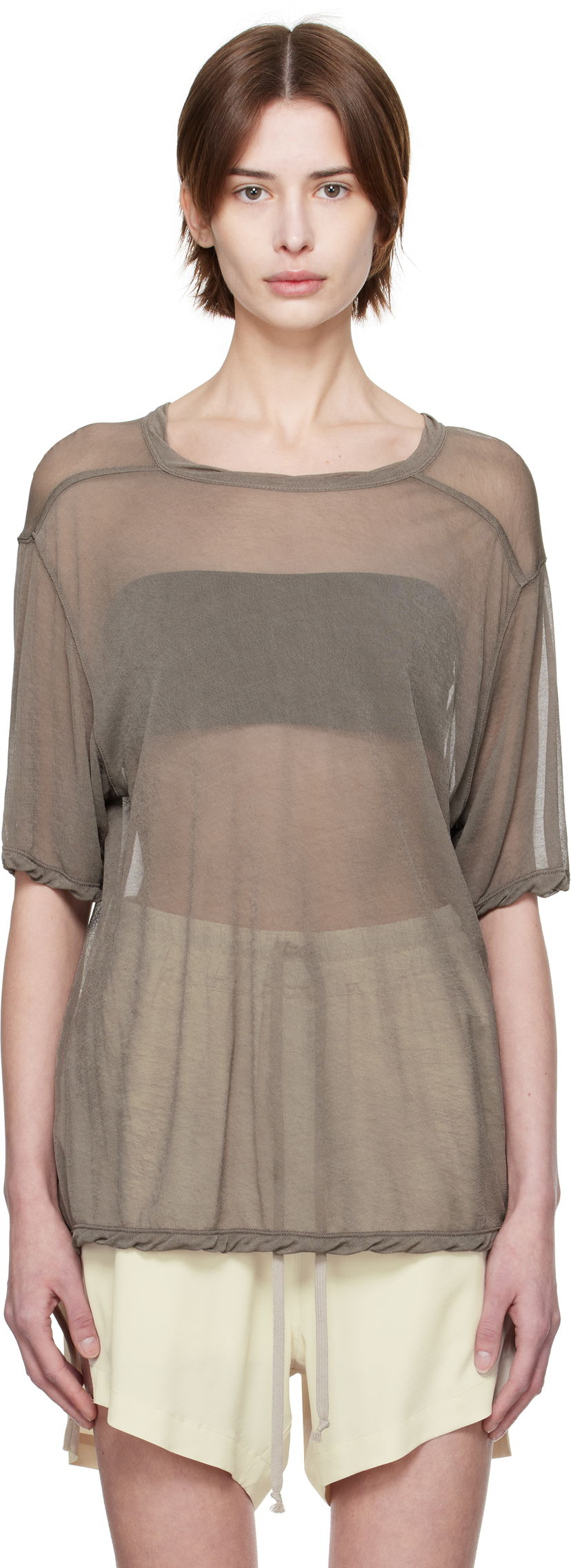 Футболка Rick Owens Rick Owens Hollywood Brad Sheer T-Shirt Сірий | RP01E7200 JCR