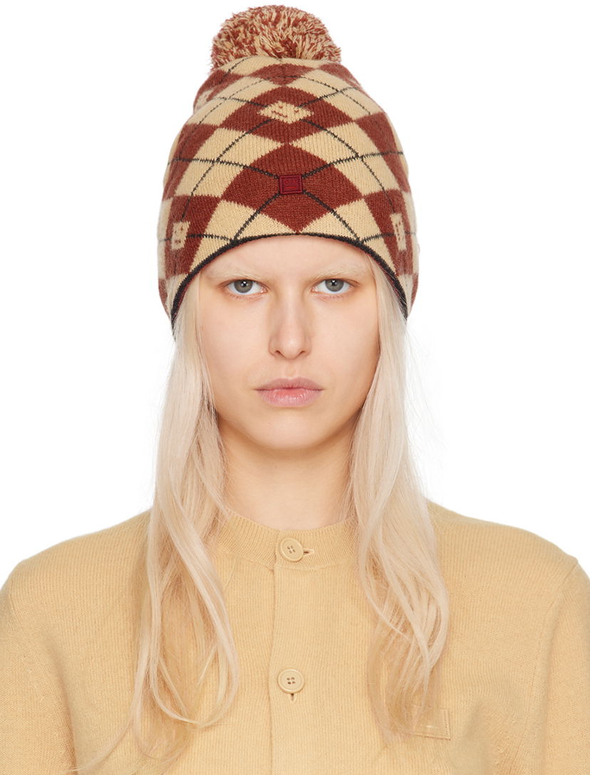 Шапка Acne Studios Argyle Jacquard Beanie Червоний | C40317-
