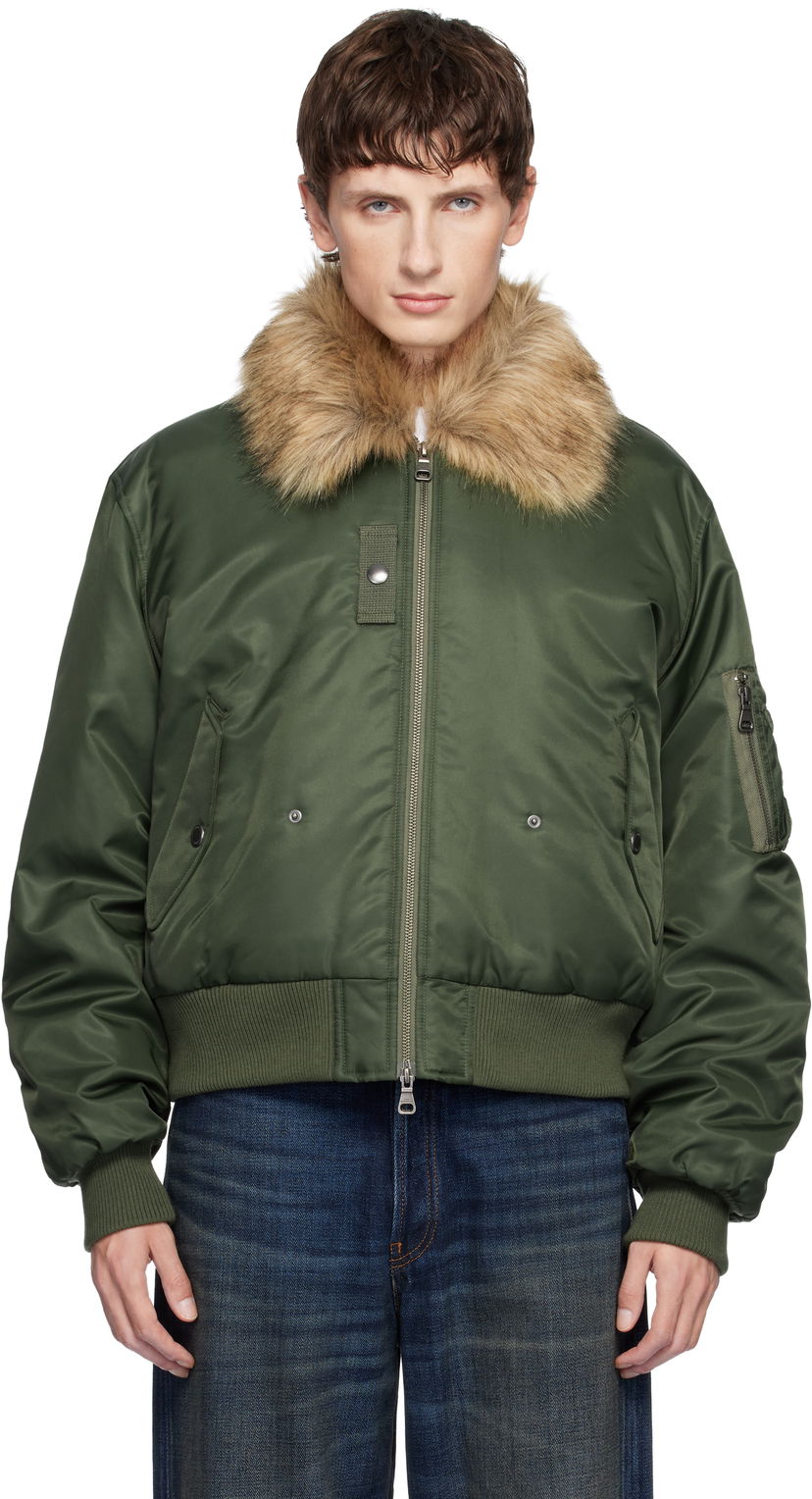 Куртка бомбер Andersson Bell Fur Collar MA-1 Bomber Jacket Зелений | awa737u