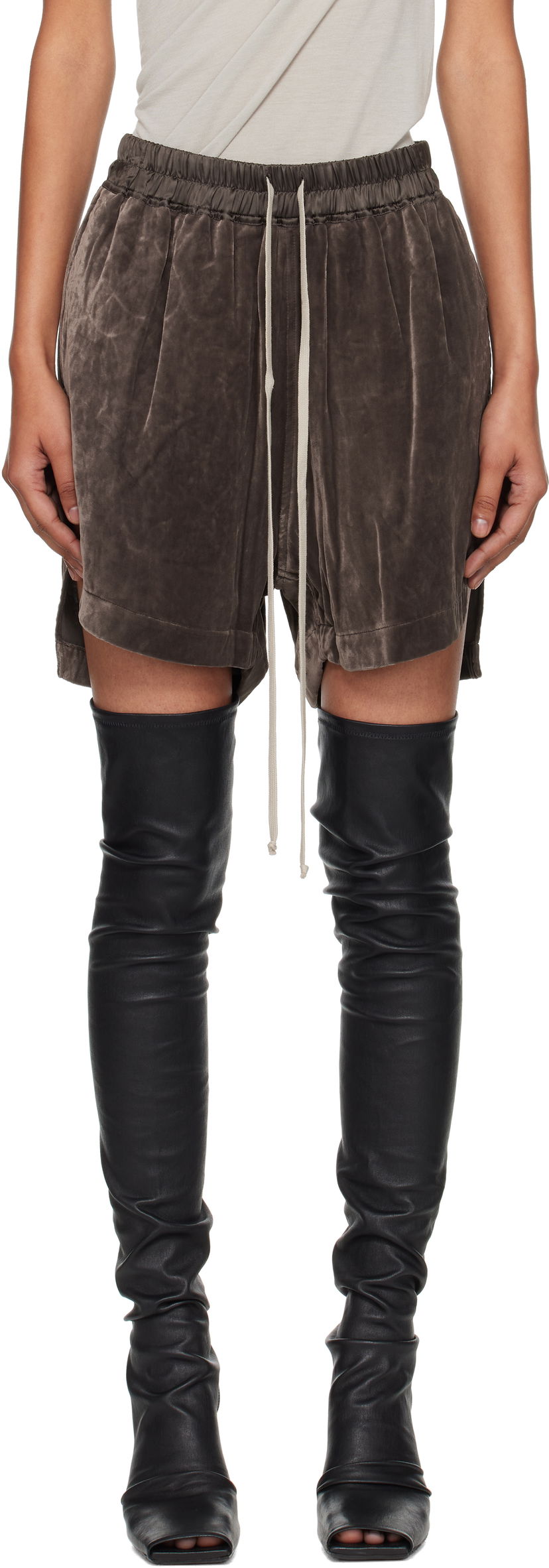 Шорти Rick Owens Rick Owens Velvet Boxer Shorts Коричневий | RP02E4380 V