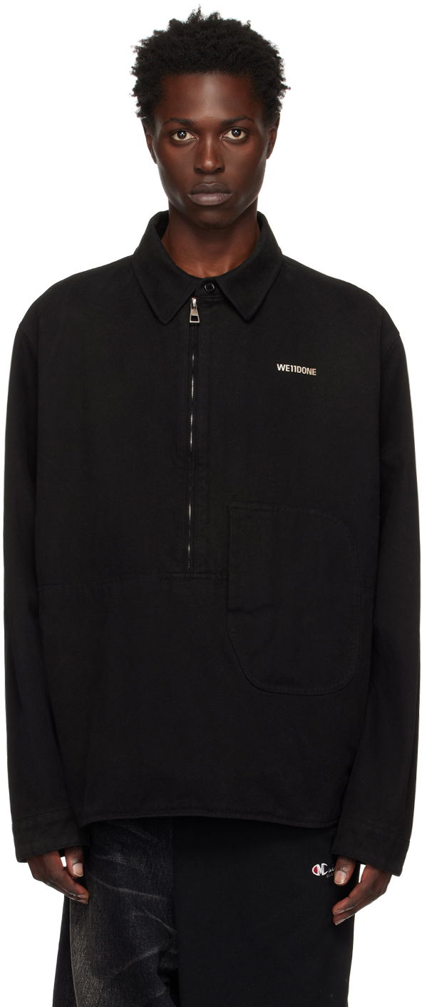 Сорочка We11done Designer Half-Zip Oversized Shirt чорний | WD-SH3-22-157-U-BK