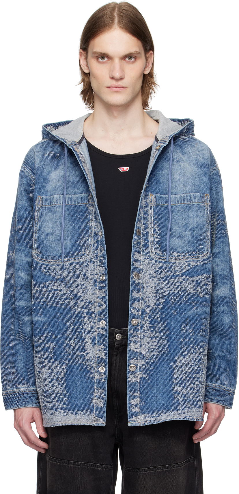 Сорочка Diesel Diesel D-Dewnys-Hood-S Denim Hoodie Синій | A16360-007W4-01