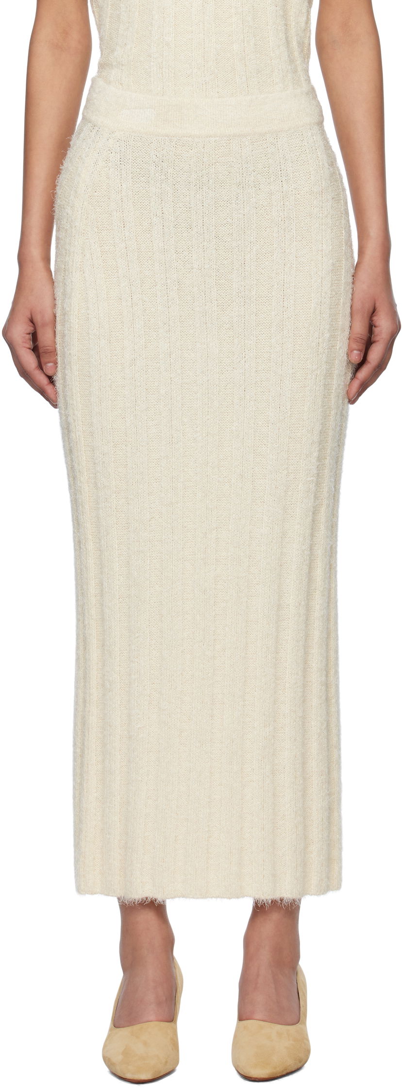 Спідниця Khaite KHAITE Claire Midi Knit Skirt бежевий | 9751309