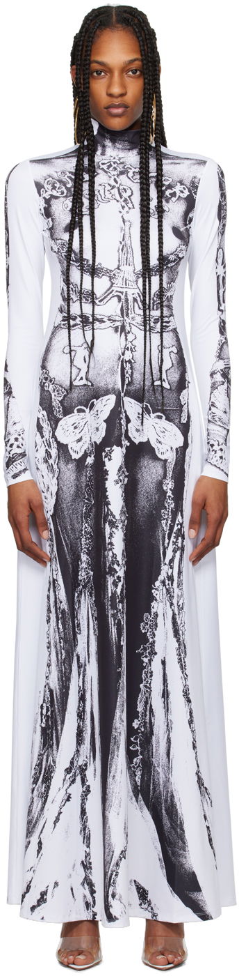 плаття Jean Paul Gaultier Jean Paul Gaultier 'The Gaultier Paris' Print Maxi Dress білий | 24/25-F-RO132-J546-0100