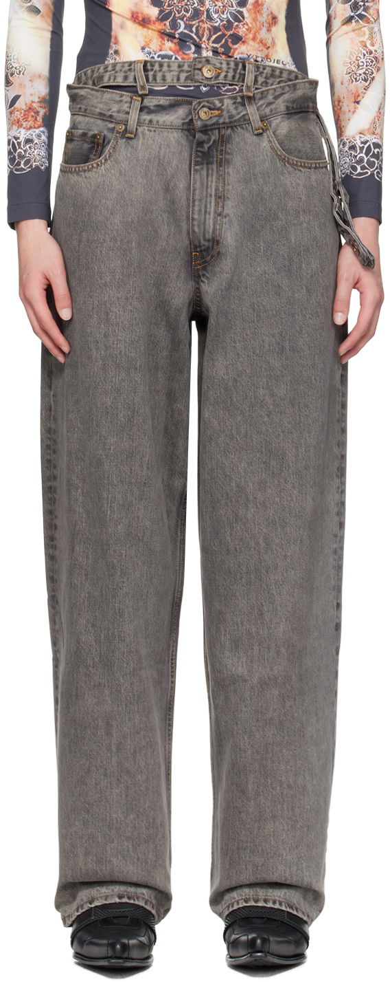 Джинси Y/PROJECT Black Multi Waistband Jeans Сірий | 207PA007