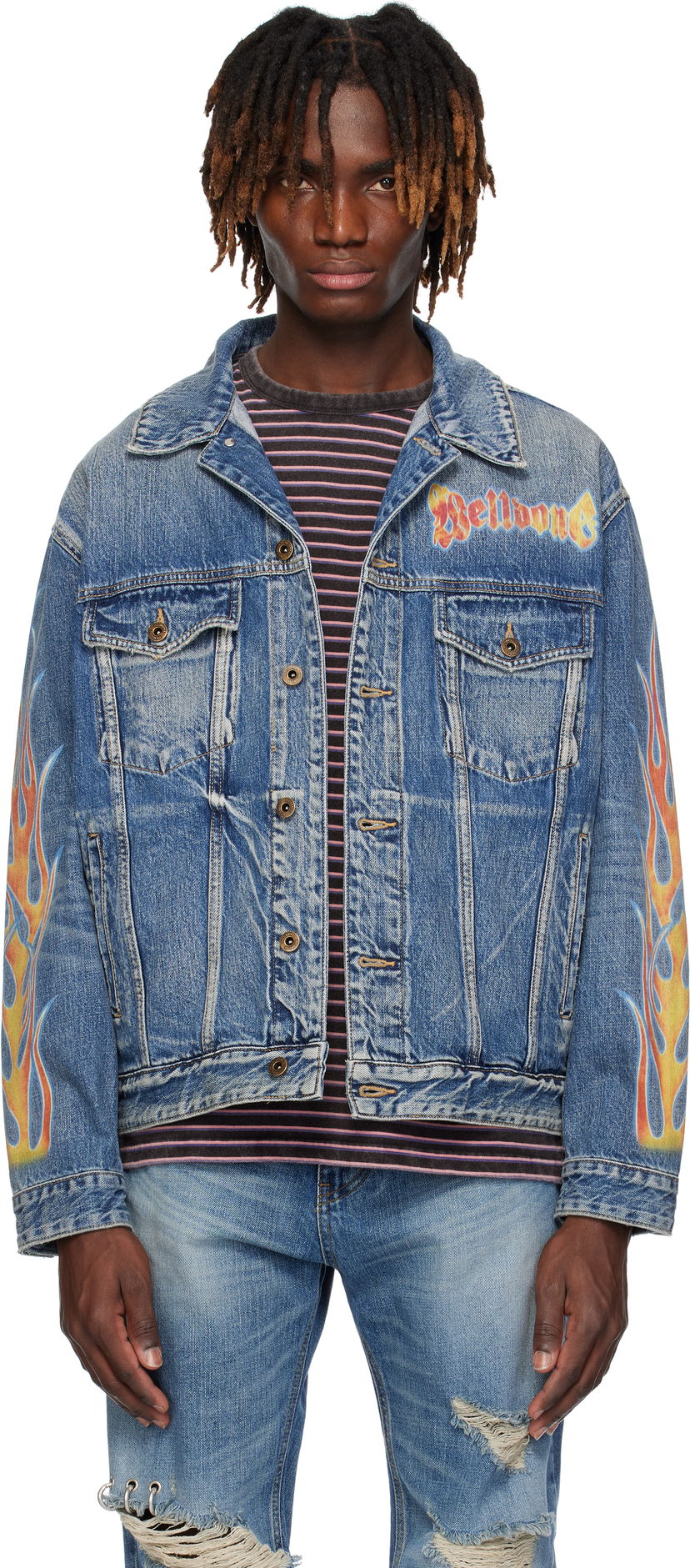 Куртка We11done We11done Blaze Logo Denim Jacket Синій | WD-DJ0-25-318-U-BL