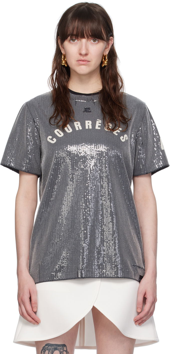 Футболка Courrèges Courrèges Sequinned T-Shirt Сірий | 124JTS008JS0136