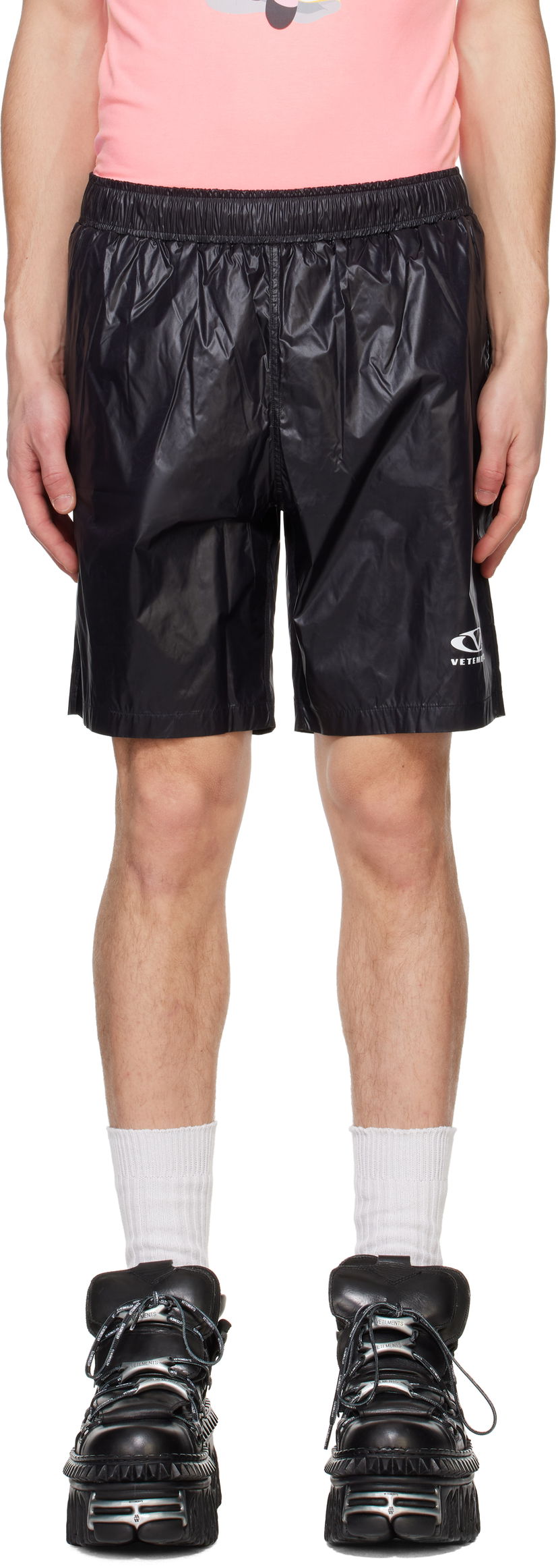 Шорти VETEMENTS Vetements Oval Logo Swim Shorts чорний | MA66SW100B