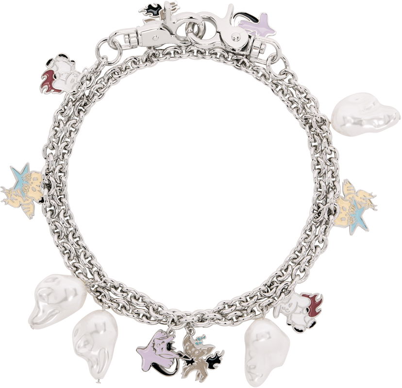 Браслет We11done We11done Silver-Tone Monster & Pearl Charm Bracelet Металік | WD-AJ2-25-540-U-SV