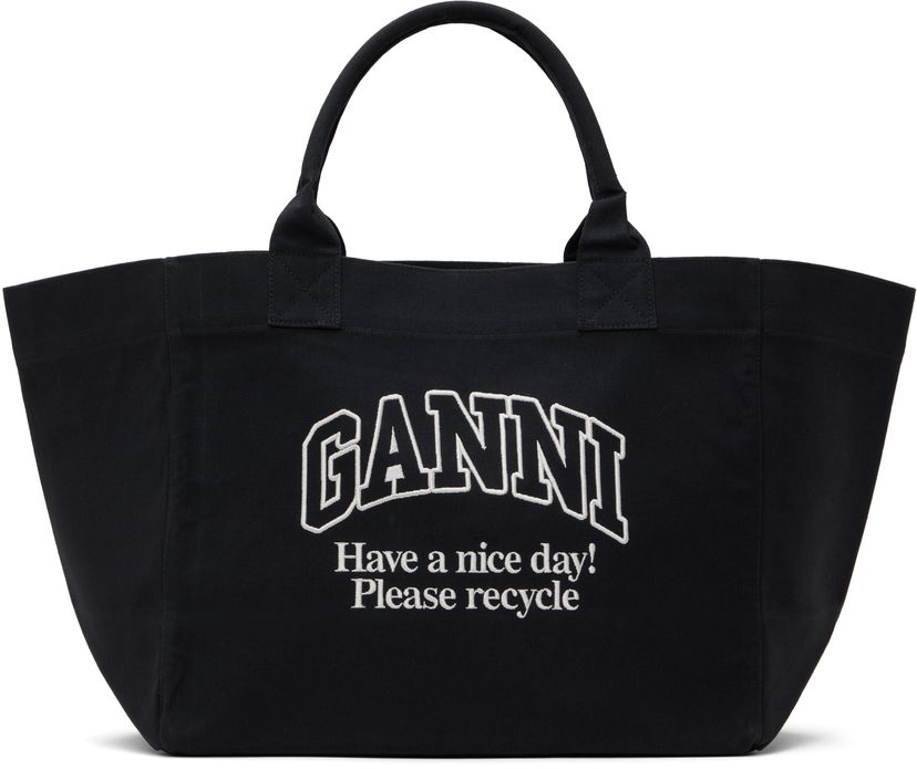 сумка-тоут GANNI GANNI Oversized Canvas Tote Bag чорний | A6680