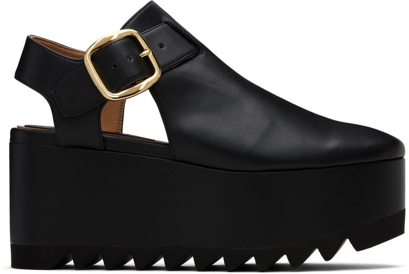 Кросівки та взуття Stella McCartney Stella McCartney Elyse Closed-Toe T-Bar Platform Sandals чорний | 810555APADE0