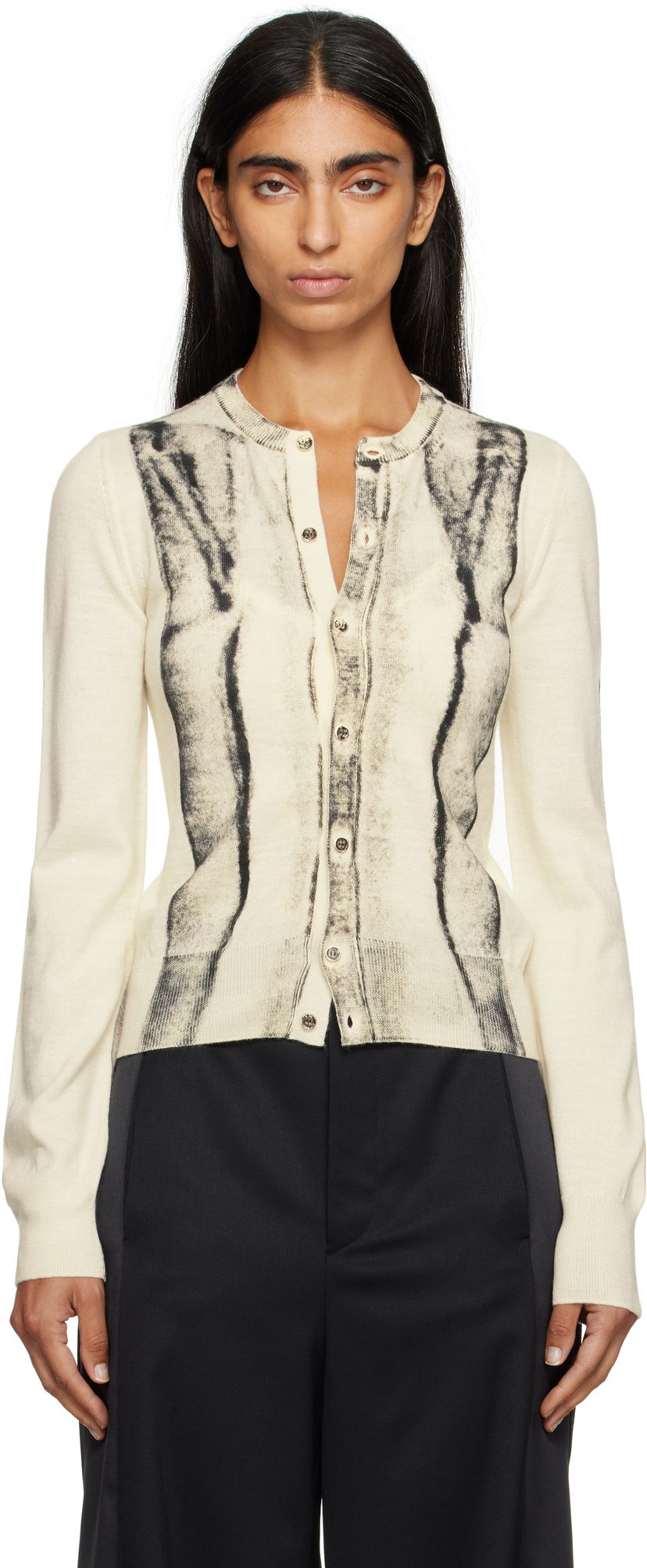 Cветр Maison Margiela MM6 Maison Margiela Folded Printed Cardigan бежевий | S52HP0031 M13129