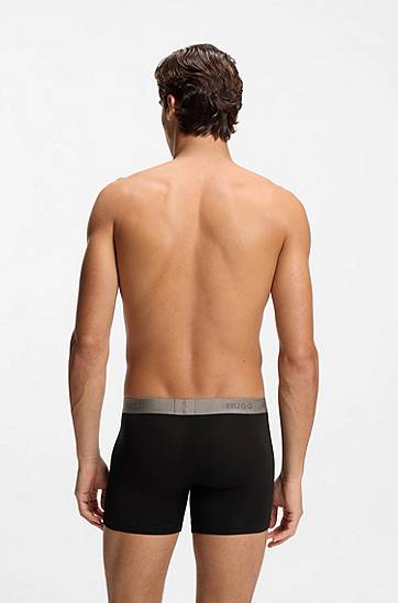 Боксери BOSS Three-pack of stretch cotton boxer briefs with all-over print Сірий | 50549177, 1