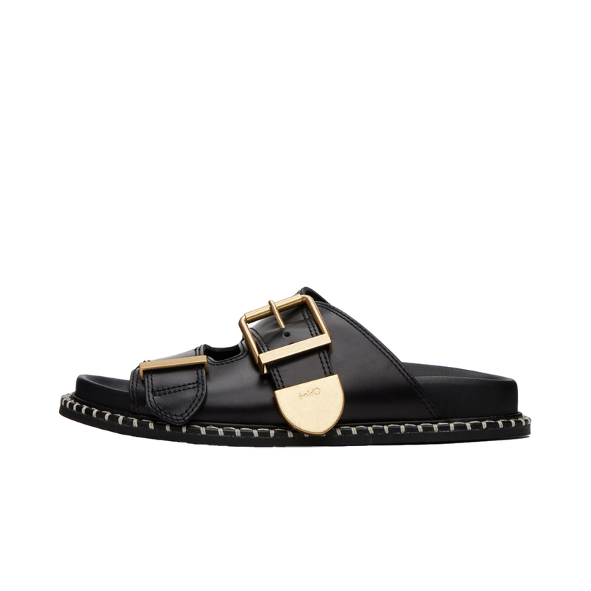 Кросівки та взуття CHLOÉ Rebecca Leather Slide Sandals чорний | CHC24S981D1