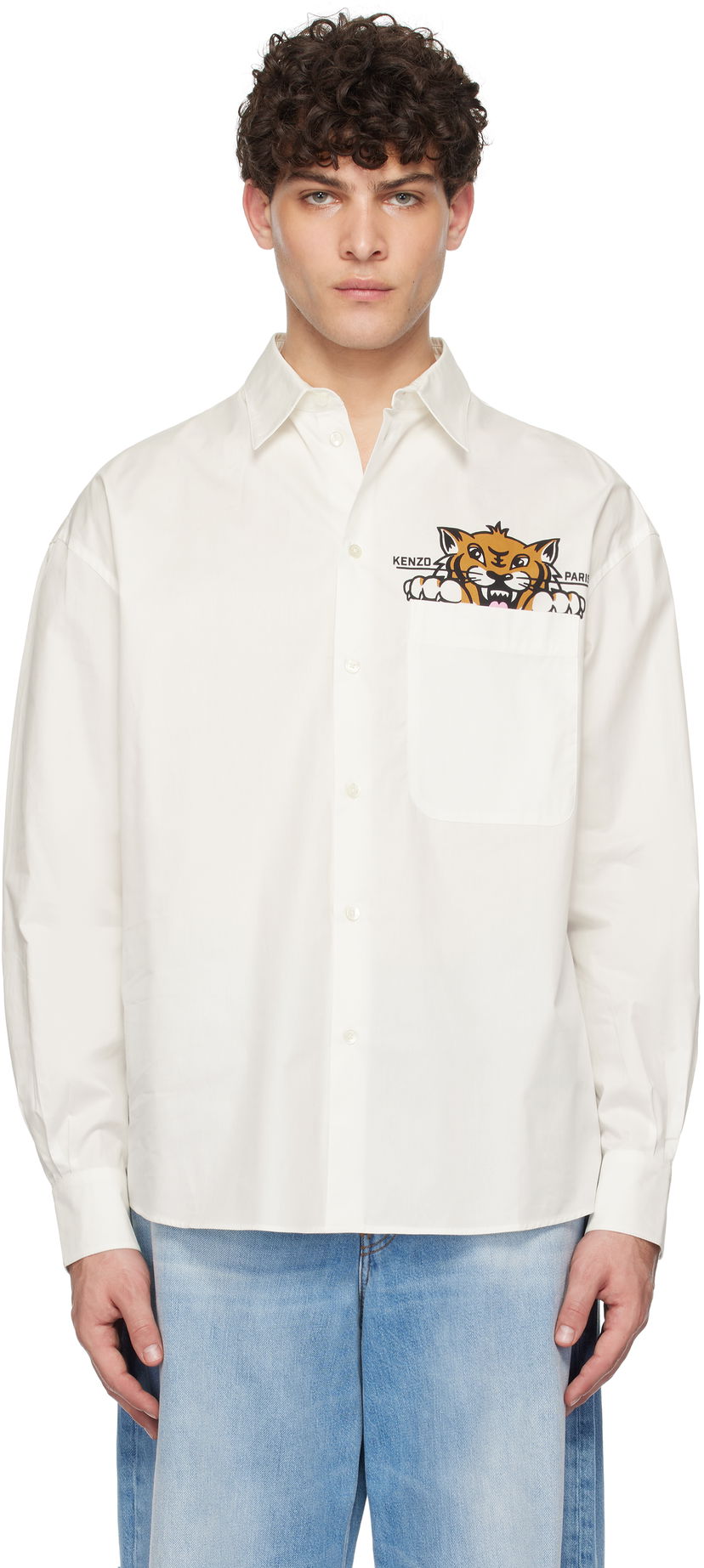 Сорочка KENZO Tiger Pocket Casual Shirt білий | FF55CH4299P3