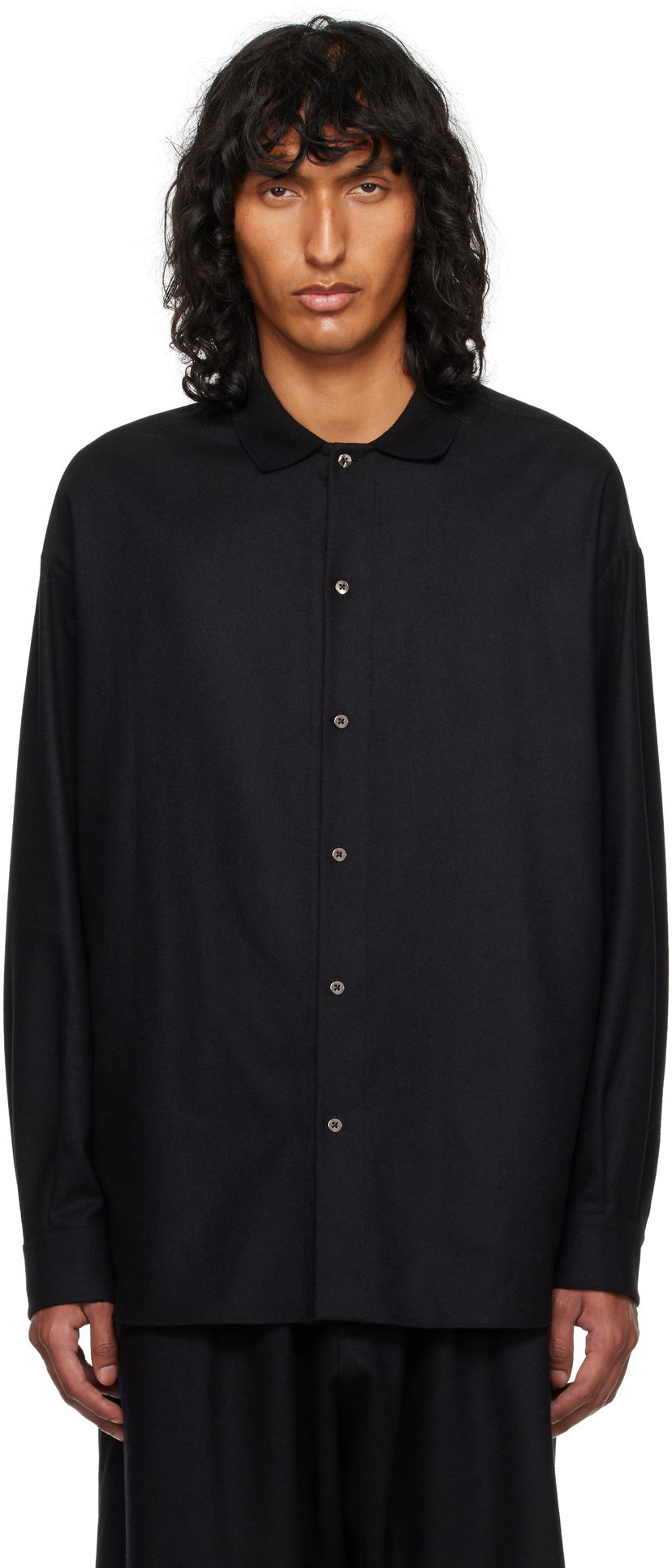 Сорочка The Row Oversized Wool Shirt чорний | 827-W3301