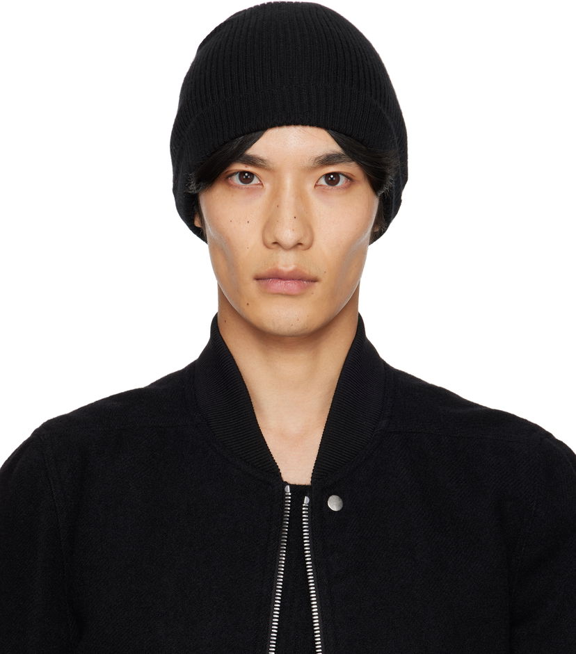 Шапка Rick Owens Concordians Ribbed Beanie чорний | RU02E1495 RIBWS