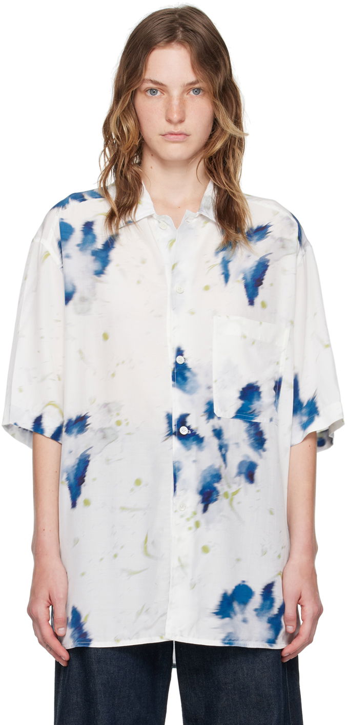 Сорочка LEMAIRE LEMAIRE Abstract-Print Short-Sleeve Shirt білий | SH1101 LF1271