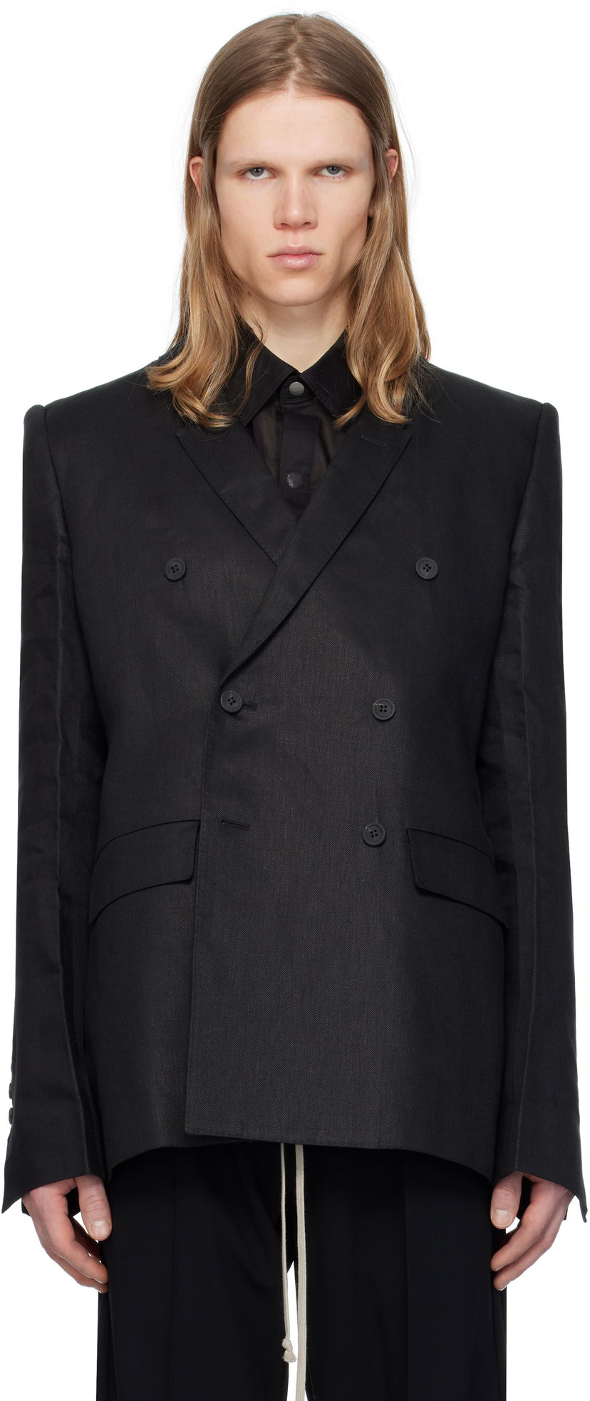 Куртка Rick Owens Rick Owens Hollywood JMF Double-Breasted Blazer чорний | RU01E5732 TWL