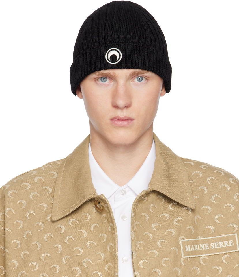 Шапка Marine Serre Logo Knit Beanie чорний | UHG012A CKNI0527