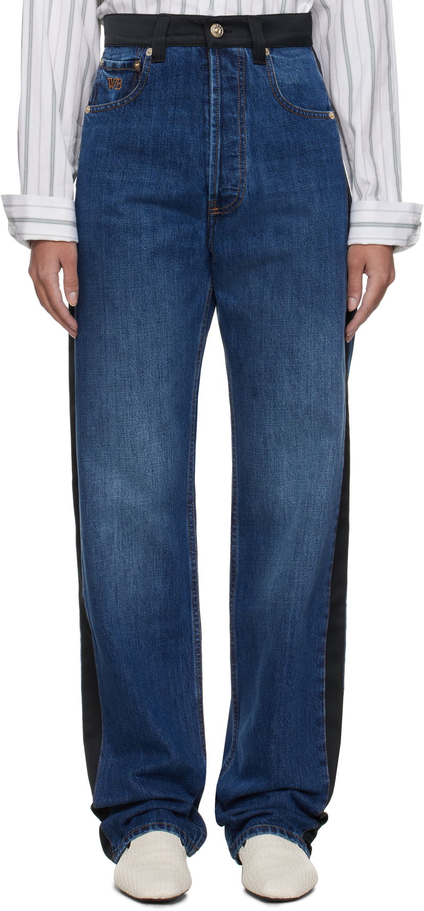 Джинси Wales Bonner Wales Bonner Echo Panelled Jeans Синій | US25DE02-DE01-599-S