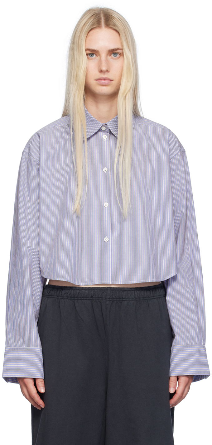 Сорочка Acne Studios Blue & White Jacquard Pinstripe Shirt Синій | AC0689-