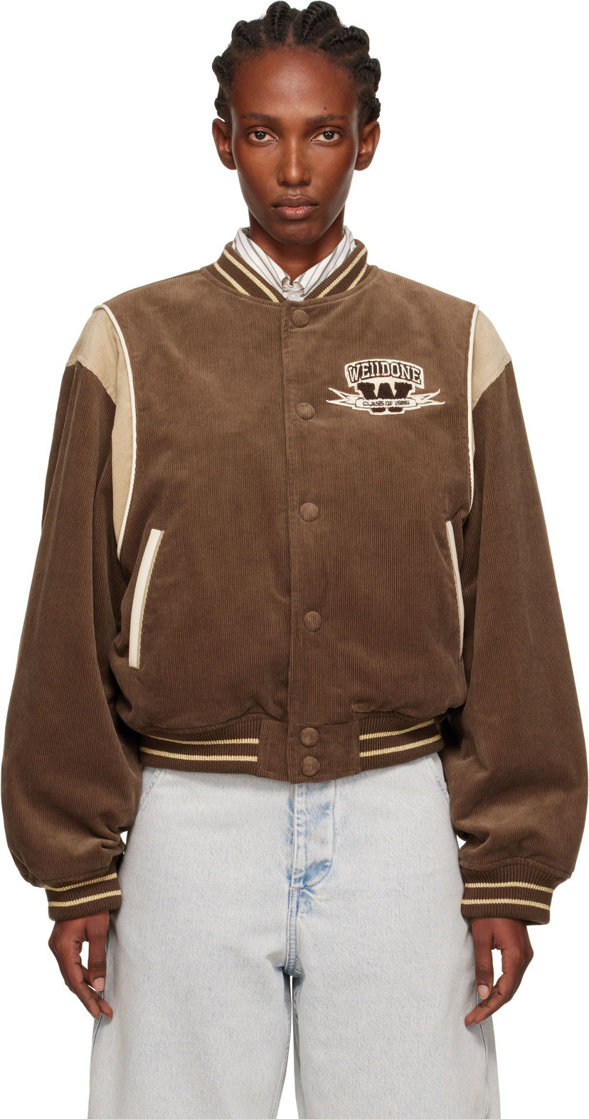 Куртка бомбер We11done We11done College Corduroy Varsity Jacket Коричневий | WD-JP2-25-060-W-BR