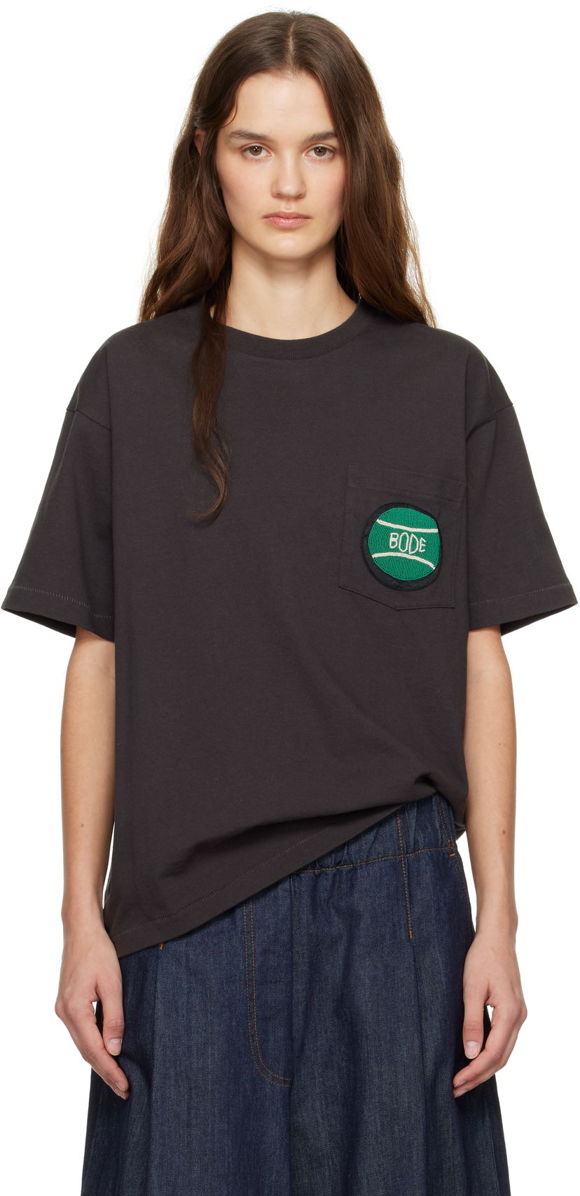 Футболка Bode Bode Game Point Pocket Tee Сірий | MRF24CS056