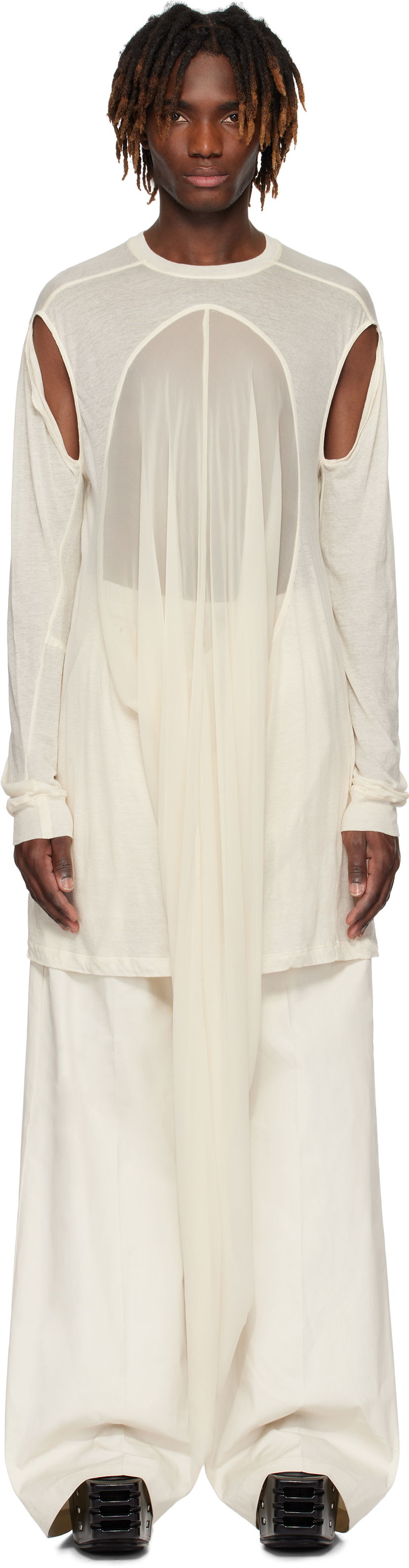 Футболка Rick Owens Rick Owens Hollywood Drain T-Shirt бежевий | RU01E5275 UCS