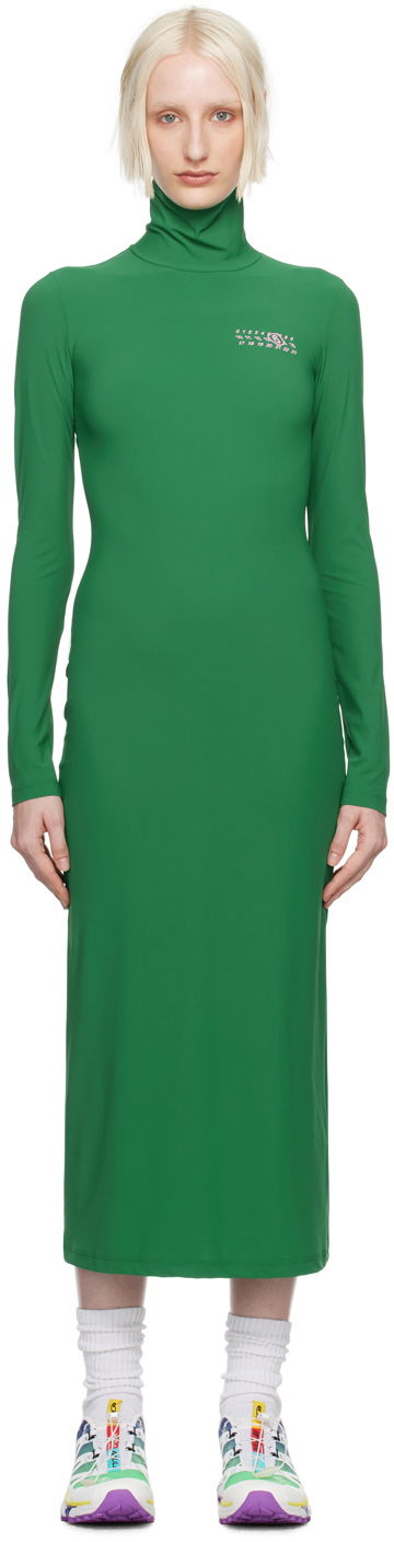 плаття Maison Margiela MM6 Green Printed-Logo Midi Dress Зелений | S62DG0036 M20039