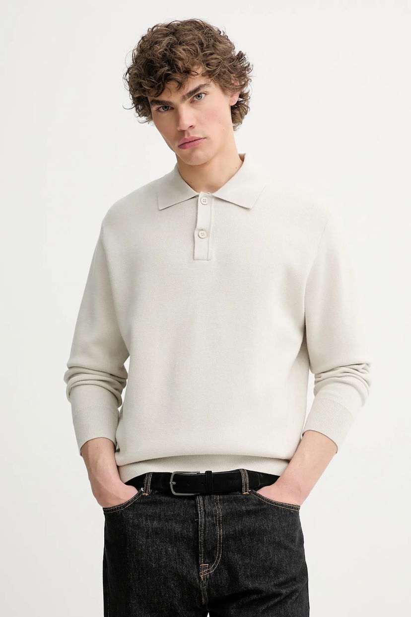Сорочка поло Samsoe Samsoe Samsoe Samsoe SANINO Knit Polo Shirt бежевий | M25200022