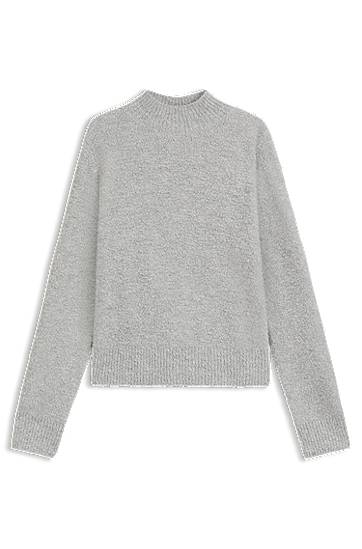 Cветр BOSS Mock-neck sweater in a wool blend with cashmere Сірий | 50547907, 0