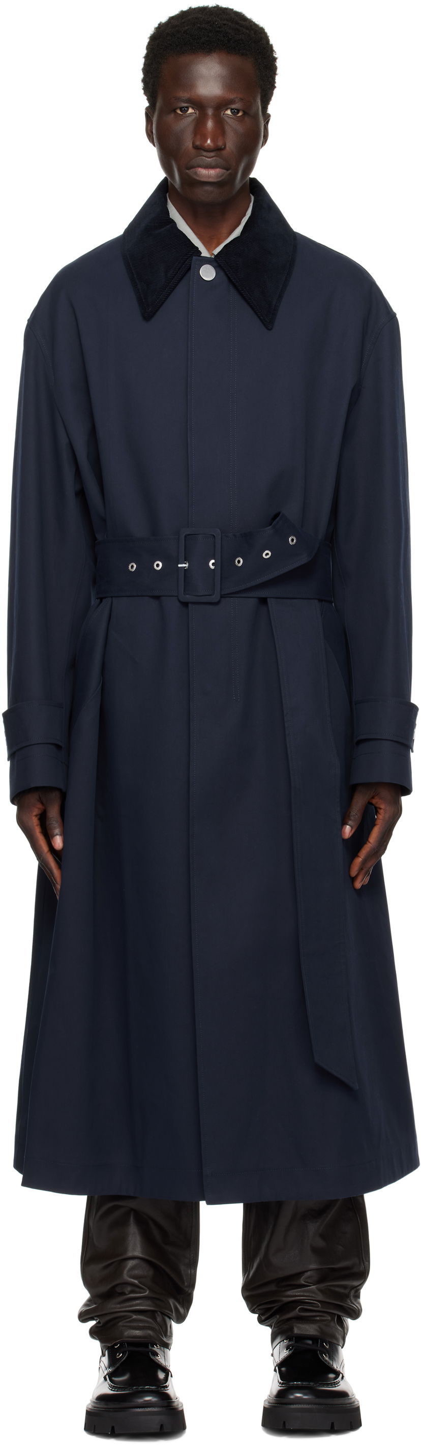 Тренчкот AMI Belted Mac Trench Coat темно-синій | UJK505.CO0081