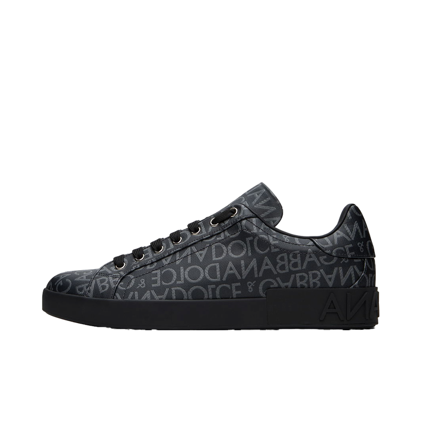 Кросівки та взуття Dolce & Gabbana Black Portofino Sneakers чорний | CS1772AN237