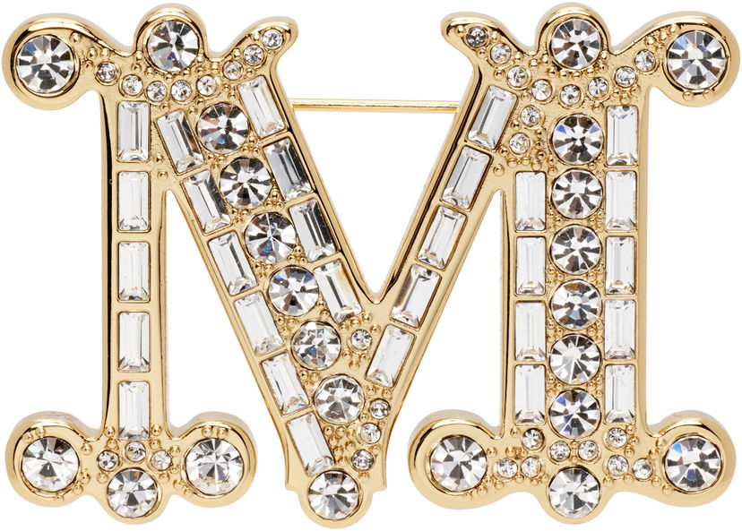 Pin Max Mara Bath2 Crystal-Embellished Letter M Brooch Металік | 2524756012600