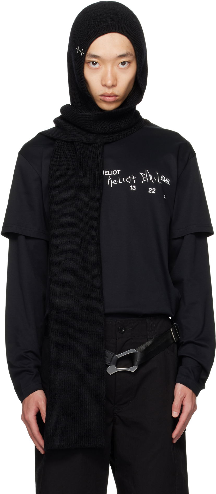 Шарф HELIOT EMIL HELIOT EMIL Phos Hooded Scarf чорний | AW25_16_138_BLK01