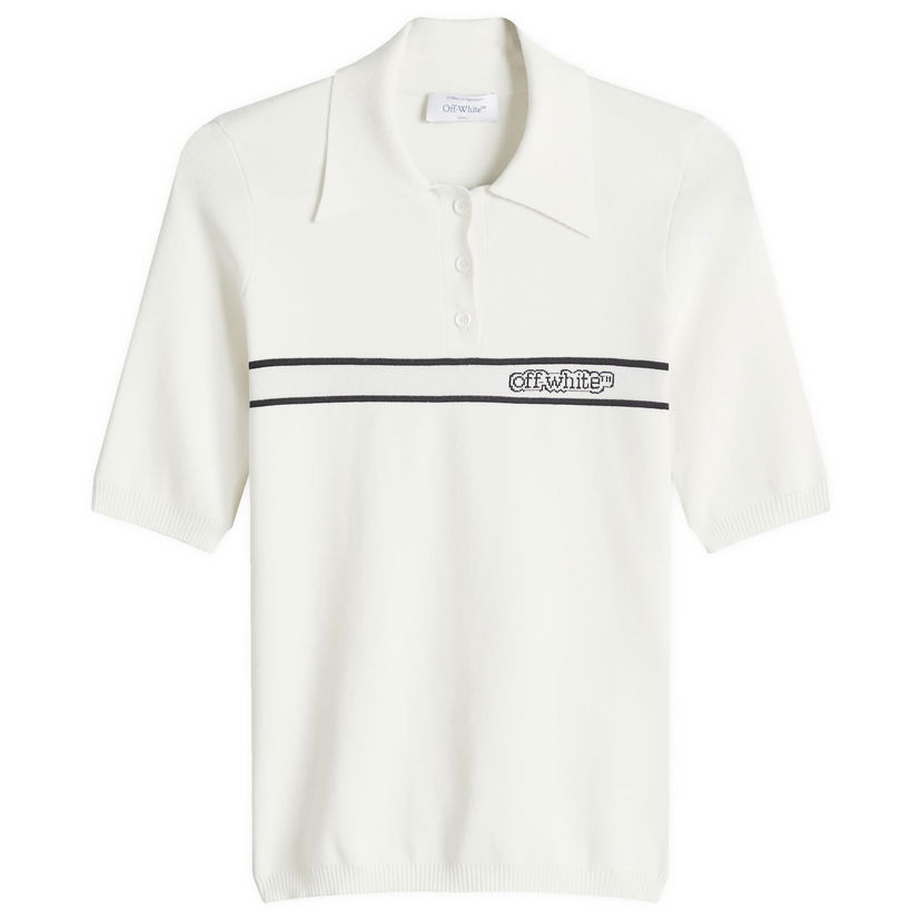 Сорочка поло Off-White Women's Short Sleeve Polo Top with Logo Stripe by Off-White білий | OWHV005S25KNI0010A10