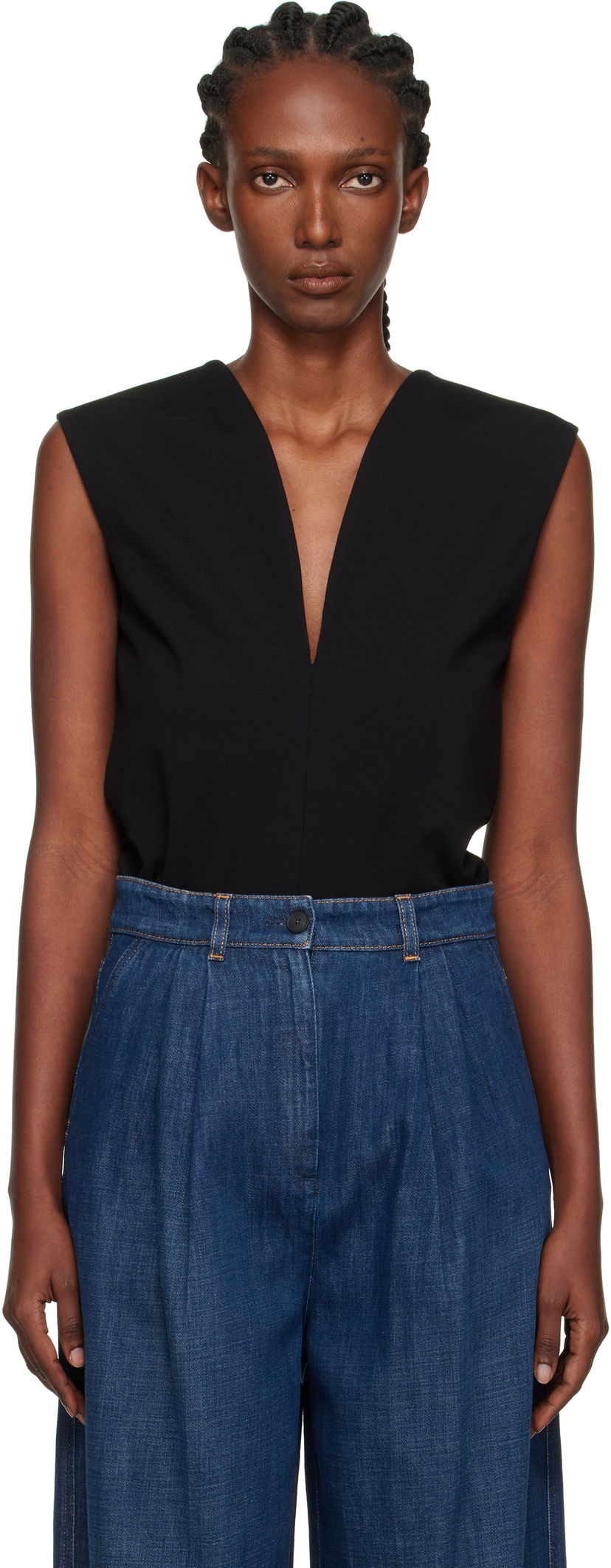 Безрукавка LANVIN Lanvin Jersey Plunging Neckline Top чорний | RW-TO0006-6109-E25