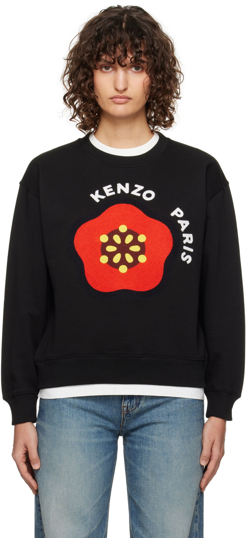 Світшоти KENZO Black Pop Embroidered Sweatshirt чорний | FF52SW1894MF
