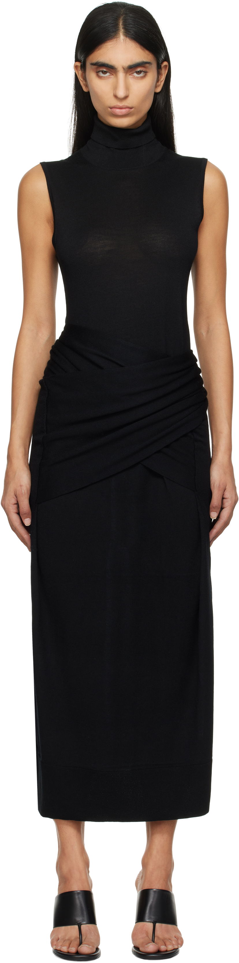 плаття TOTEME TOTEME Draped Knit Midi Dress чорний | 244-WRD0150-YA0087