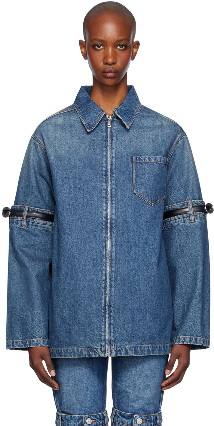 Куртка Coperni Denim Jacket With Open Elbows Синій | COPCH42252