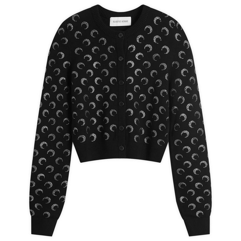 Cветр Marine Serre Rhinestoned Knit Fitted Cardigan чорний | WTK011A-BK99