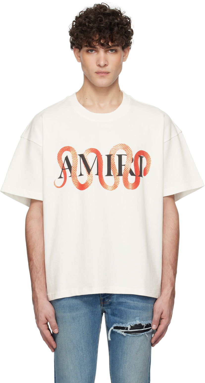 Футболка AMIRI Snake Print T-Shirt білий | AMJYTE1155