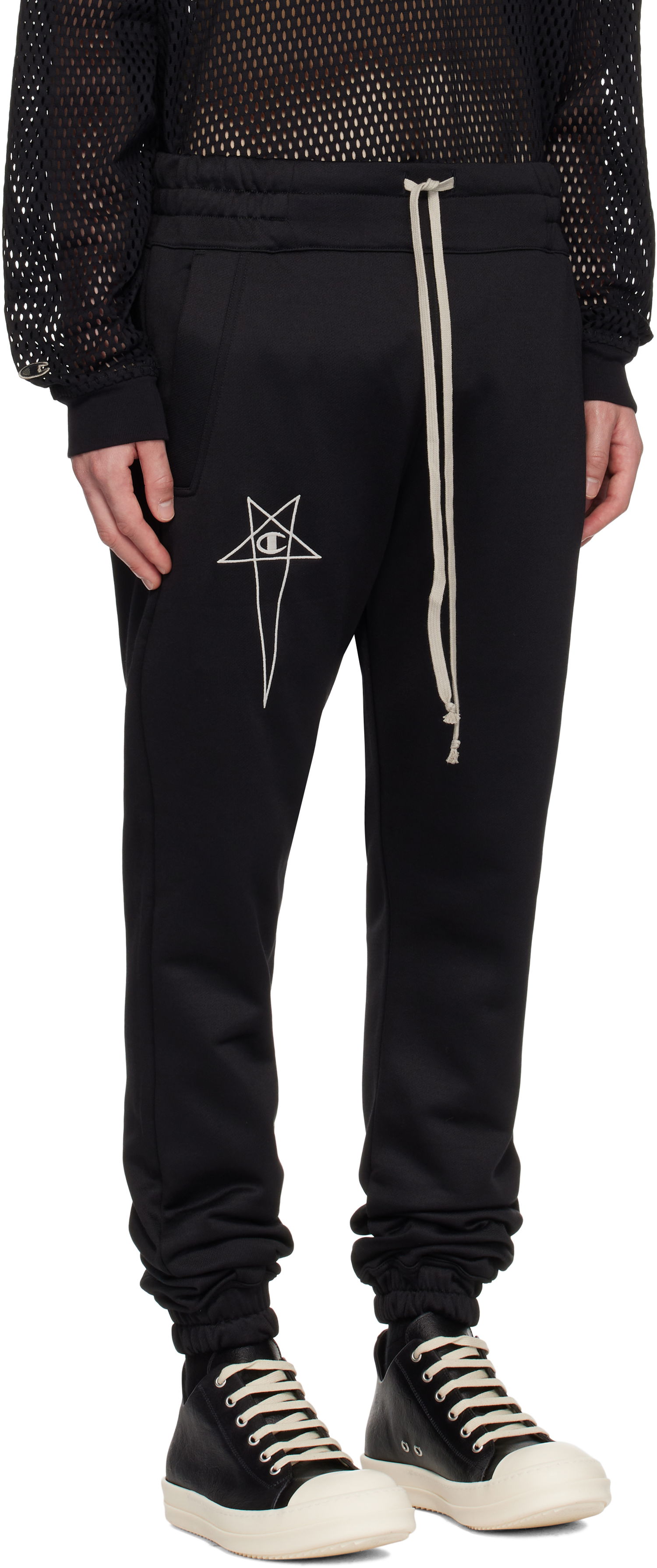 Спортивні штани Rick Owens Rick Owens Champion Edition Joggers Sweatpants чорний | CM01E1684 CHJS SHINY SWEAT JERSE, 1