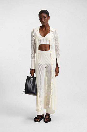 Штани BOSS Stretch Knitted Trousers with Mixed Structures білий | 50535496, 1